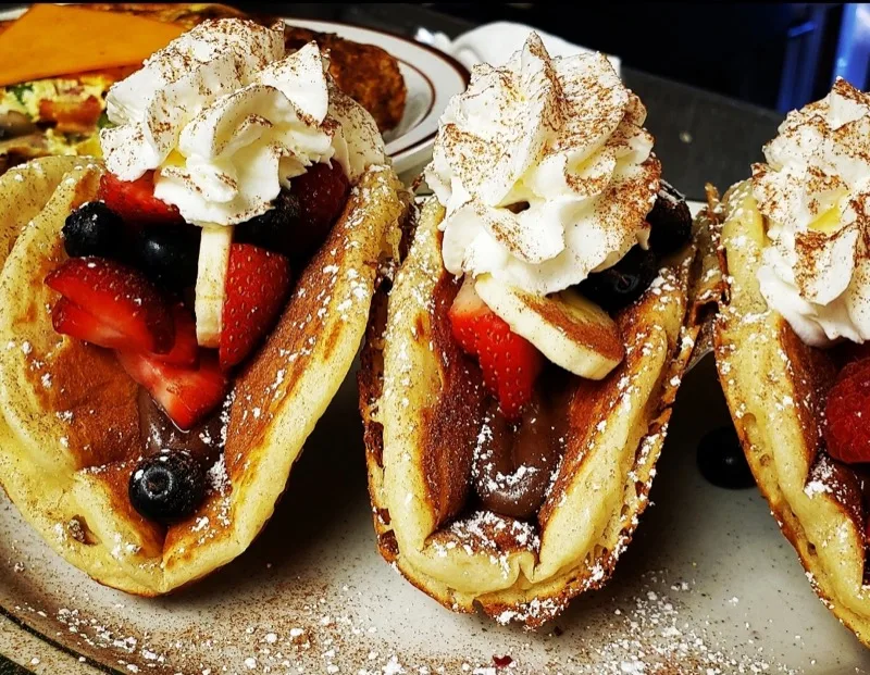 Signature Pancake Tacos with Nutella and fruit