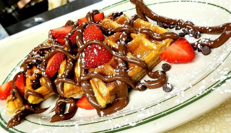 Belgian Waffle with Nutella and strawberries