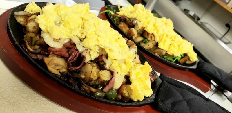 The Skillet with home fries and scrambled eggs