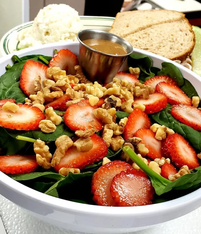 Fresh strawberry spinach salad